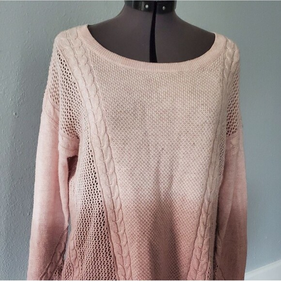 American Eagle Outfitters Sweater Women's Small Pink Ombre Split Hem Boho - Picture 3 of 7